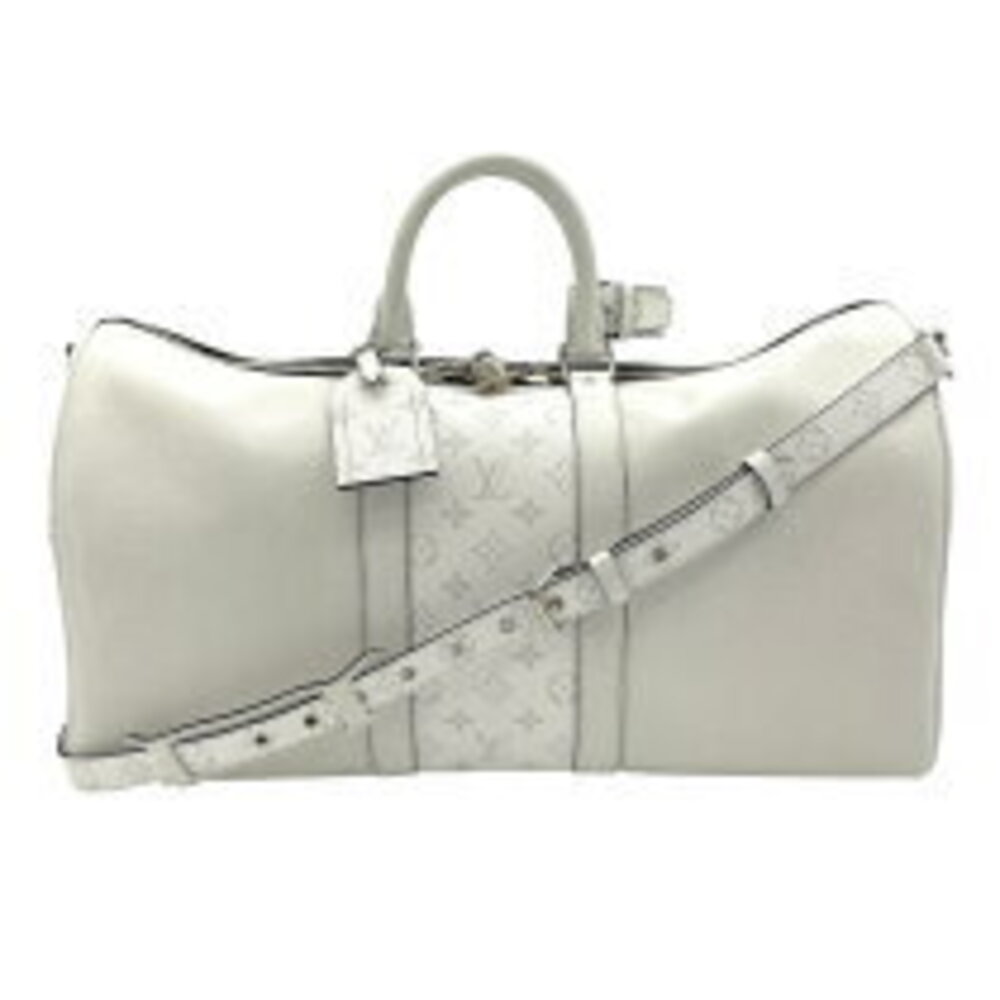 Louis Vuitton Keepall Bandouliere White Taiga Rama Boston Bag